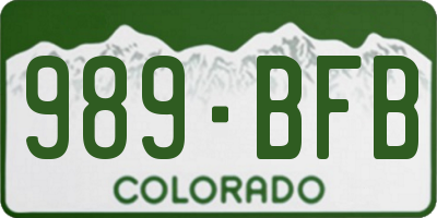 CO license plate 989BFB