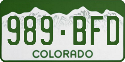 CO license plate 989BFD