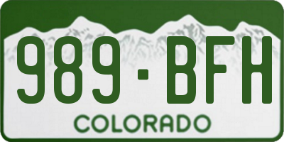CO license plate 989BFH