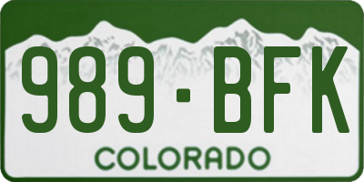 CO license plate 989BFK