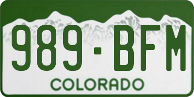 CO license plate 989BFM