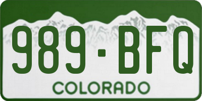 CO license plate 989BFQ
