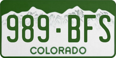 CO license plate 989BFS