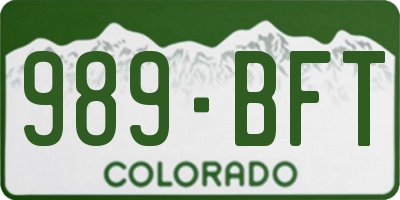 CO license plate 989BFT