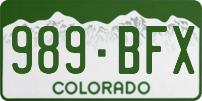 CO license plate 989BFX