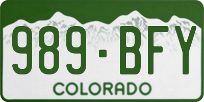 CO license plate 989BFY