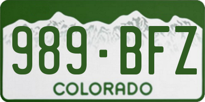 CO license plate 989BFZ