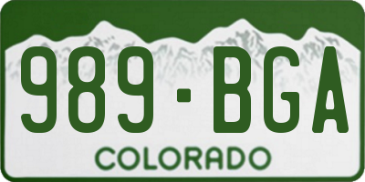 CO license plate 989BGA