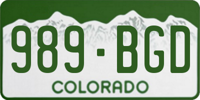 CO license plate 989BGD