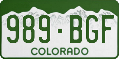 CO license plate 989BGF