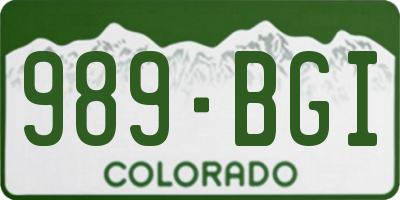 CO license plate 989BGI