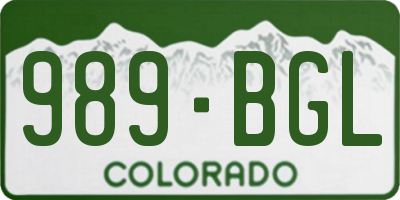 CO license plate 989BGL