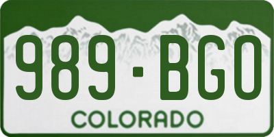 CO license plate 989BGO