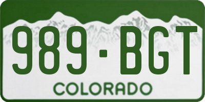 CO license plate 989BGT