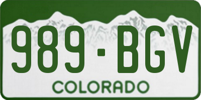 CO license plate 989BGV