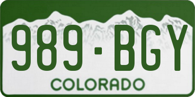 CO license plate 989BGY