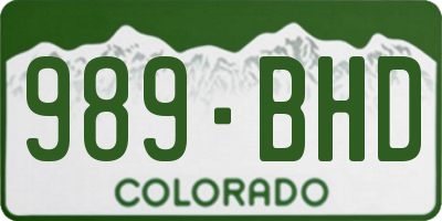 CO license plate 989BHD