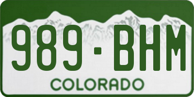 CO license plate 989BHM