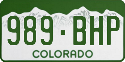 CO license plate 989BHP