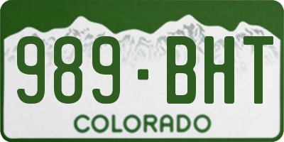 CO license plate 989BHT