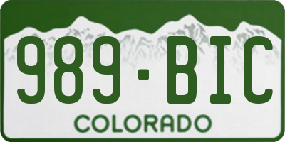 CO license plate 989BIC
