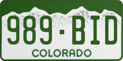 CO license plate 989BID