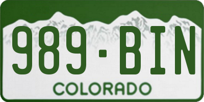 CO license plate 989BIN