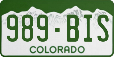 CO license plate 989BIS