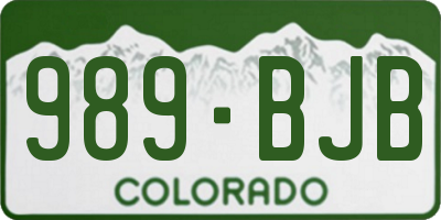 CO license plate 989BJB