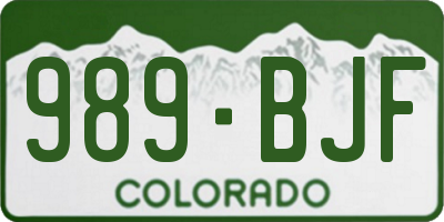 CO license plate 989BJF