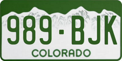 CO license plate 989BJK