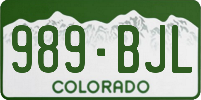 CO license plate 989BJL