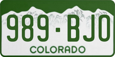 CO license plate 989BJO