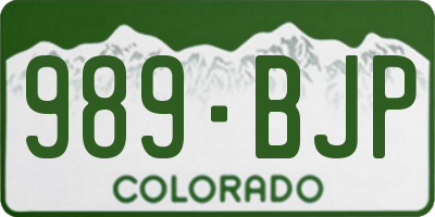 CO license plate 989BJP