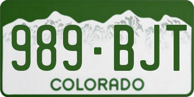CO license plate 989BJT