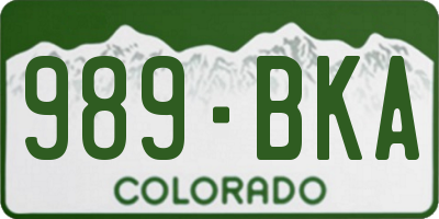 CO license plate 989BKA