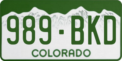CO license plate 989BKD