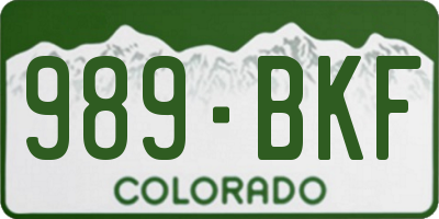 CO license plate 989BKF