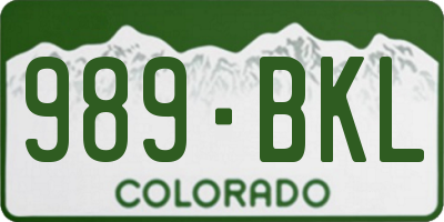 CO license plate 989BKL