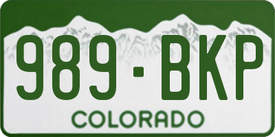 CO license plate 989BKP