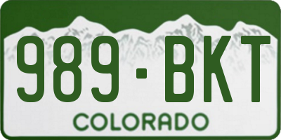 CO license plate 989BKT