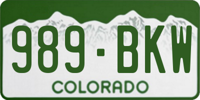 CO license plate 989BKW