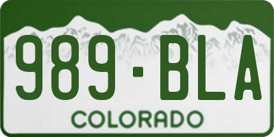 CO license plate 989BLA