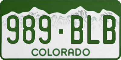 CO license plate 989BLB