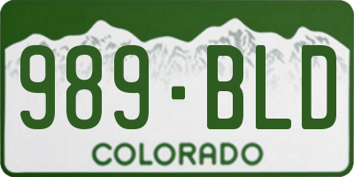 CO license plate 989BLD