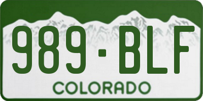 CO license plate 989BLF