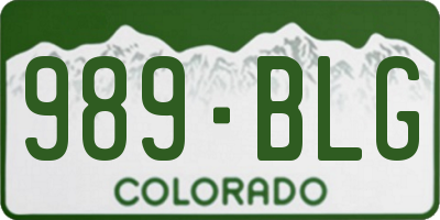 CO license plate 989BLG