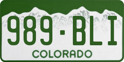 CO license plate 989BLI