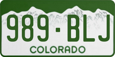 CO license plate 989BLJ