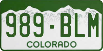 CO license plate 989BLM